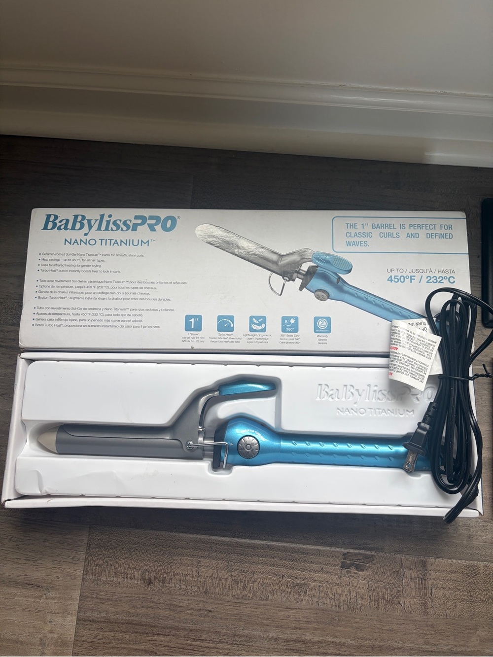 BaByliss Pro Nano Titanium 1" Curling Iron - Metallic Teal Blue